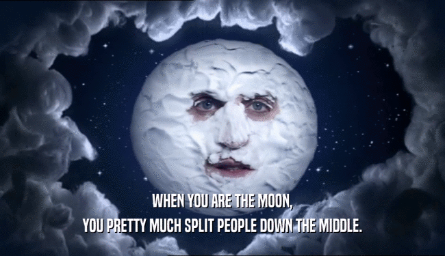 WHEN YOU ARE THE MOON,
 YOU PRETTY MUCH SPLIT PEOPLE DOWN THE MIDDLE.
 