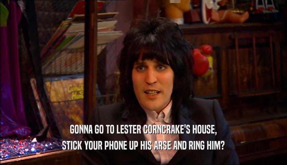 GONNA GO TO LESTER CORNCRAKE'S HOUSE,
 STICK YOUR PHONE UP HIS ARSE AND RING HIM?
 