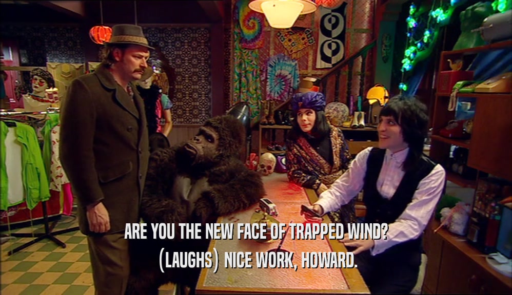 ARE YOU THE NEW FACE OF TRAPPED WIND? (LAUGHS) NICE WORK, HOWARD. 