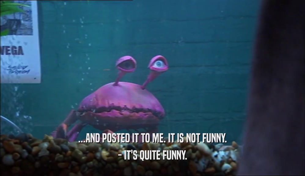...AND POSTED IT TO ME. IT IS NOT FUNNY. - IT'S QUITE FUNNY. 