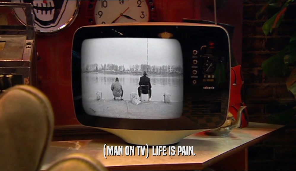 (MAN ON TV) LIFE IS PAIN.
  