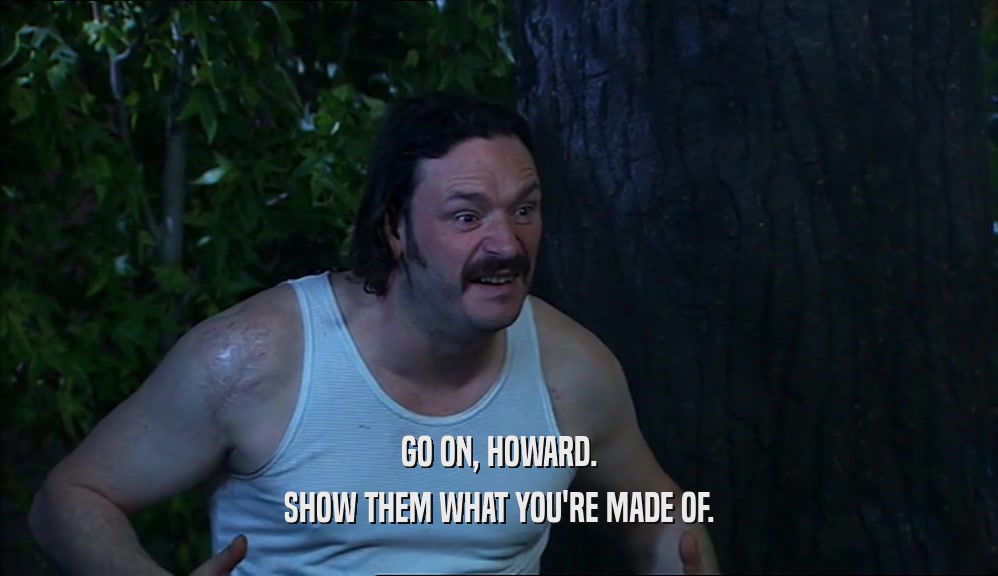 GO ON, HOWARD. SHOW THEM WHAT YOU'RE MADE OF. 