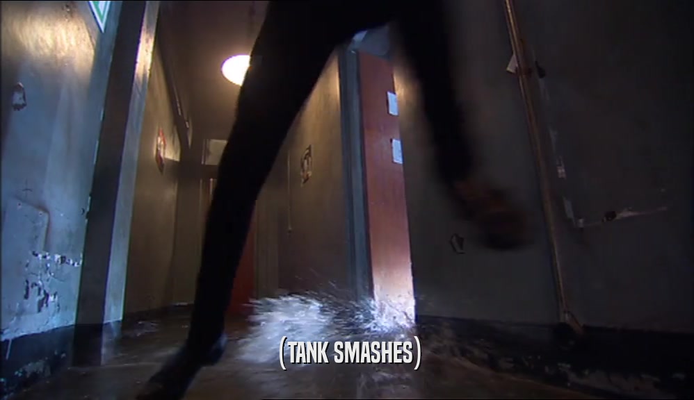 (TANK SMASHES)  