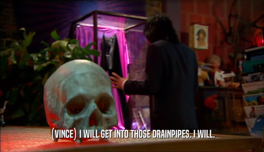 (VINCE) I WILL GET INTO THOSE DRAINPIPES. I WILL.  
