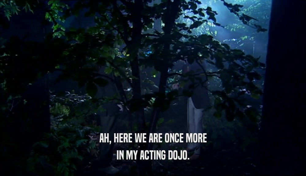 AH, HERE WE ARE ONCE MORE IN MY ACTING DOJO. 