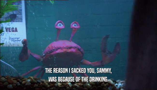 THE REASON I SACKED YOU, SAMMY, WAS BECAUSE OF THE DRINKING. 