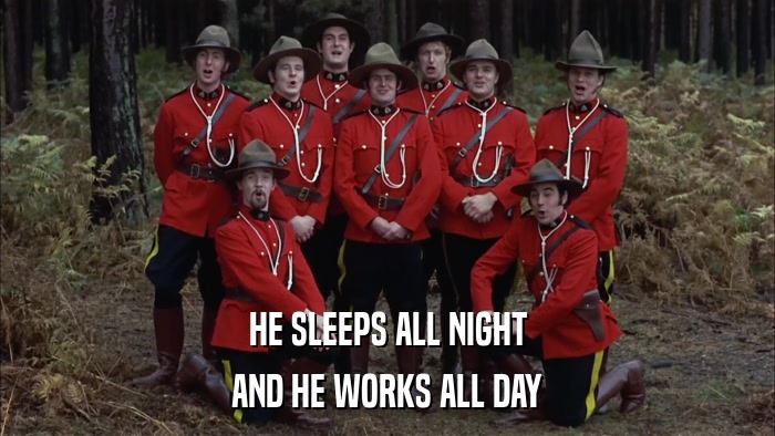 HE SLEEPS ALL NIGHT AND HE WORKS ALL DAY 