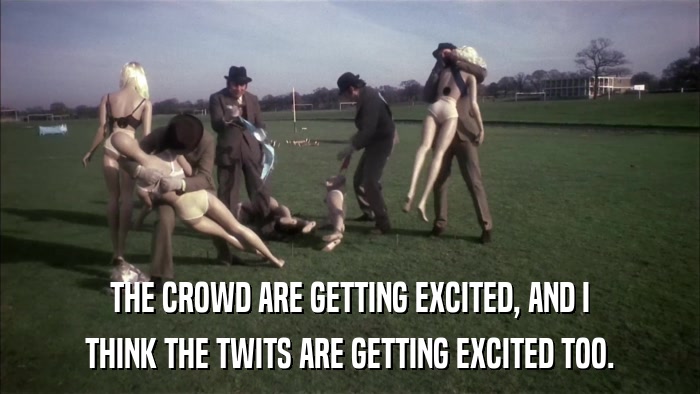 THE CROWD ARE GETTING EXCITED, AND I THINK THE TWITS ARE GETTING EXCITED TOO. 