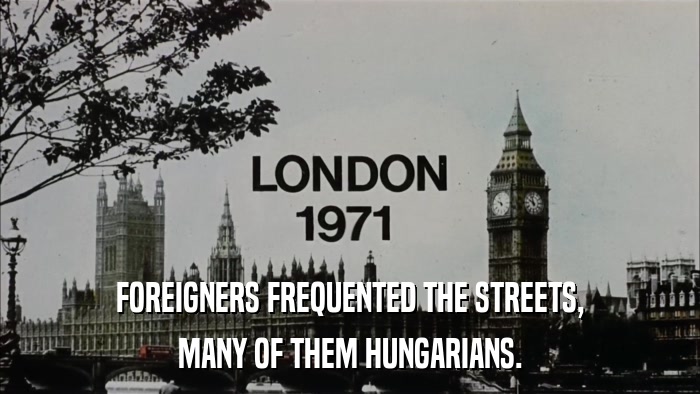 FOREIGNERS FREQUENTED THE STREETS, MANY OF THEM HUNGARIANS. 