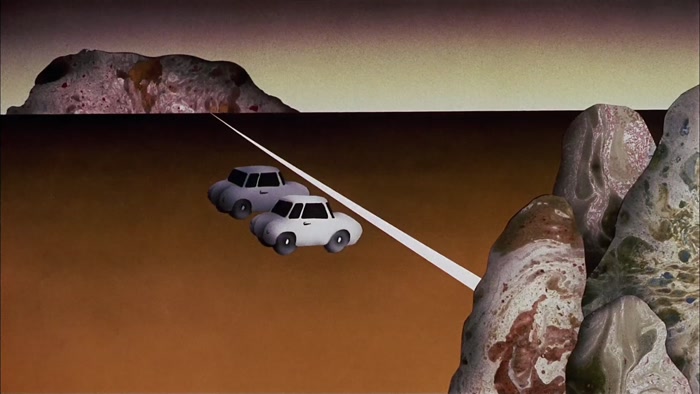 THE WHITE CAR REPRESENTS CRELM TOOTHPASTE... 