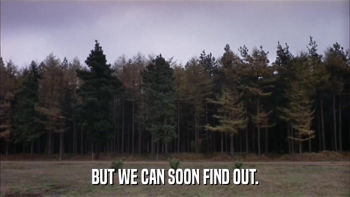 BUT WE CAN SOON FIND OUT.  