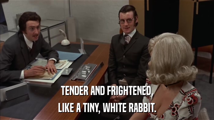 TENDER AND FRIGHTENED, LIKE A TINY, WHITE RABBIT. 