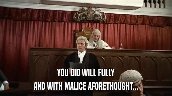 YOU DID WILL FULLY AND WITH MALICE AFORETHOUGHT... 