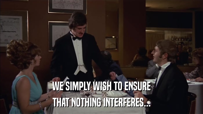 WE SIMPLY WISH TO ENSURE THAT NOTHING INTERFERES... 