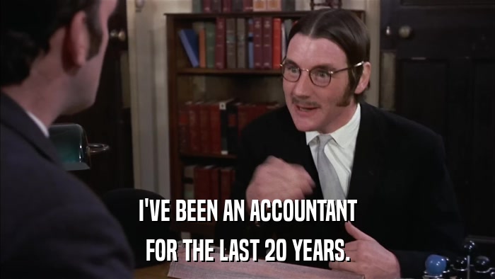 I'VE BEEN AN ACCOUNTANT FOR THE LAST 20 YEARS. 