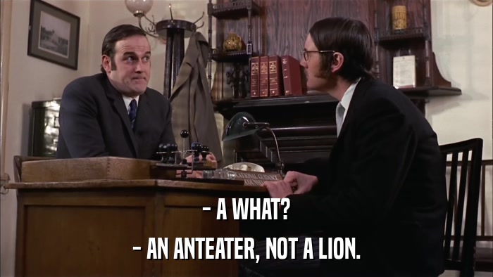 - A WHAT? - AN ANTEATER, NOT A LION. 