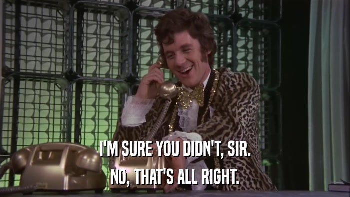 I'M SURE YOU DIDN'T, SIR. NO, THAT'S ALL RIGHT. 