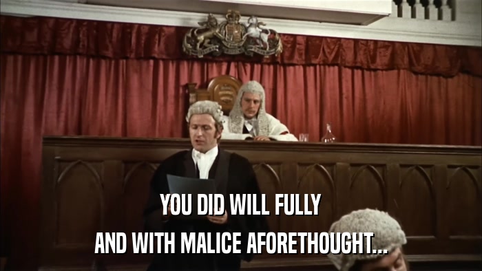 YOU DID WILL FULLY AND WITH MALICE AFORETHOUGHT... 