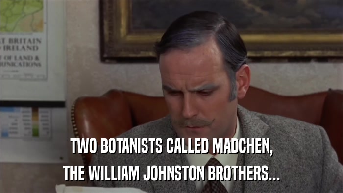 TWO BOTANISTS CALLED MADCHEN, THE WILLIAM JOHNSTON BROTHERS... 