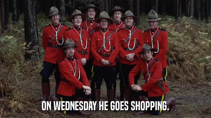 ON WEDNESDAY HE GOES SHOPPING.  