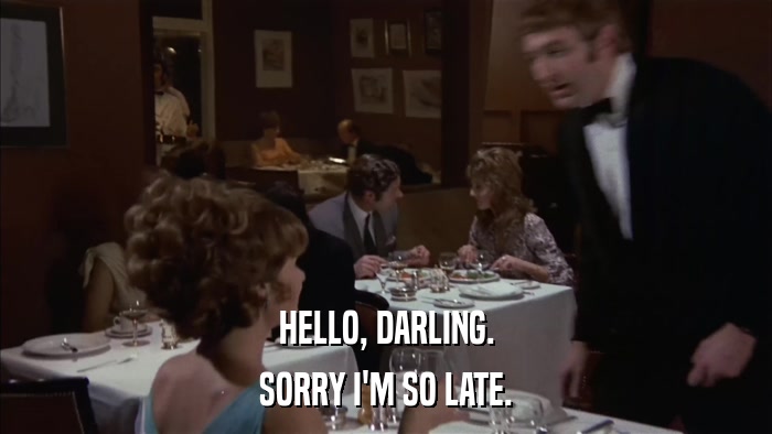 HELLO, DARLING. SORRY I'M SO LATE. 