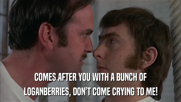 COMES AFTER YOU WITH A BUNCH OF LOGANBERRIES, DON'T COME CRYING TO ME! 