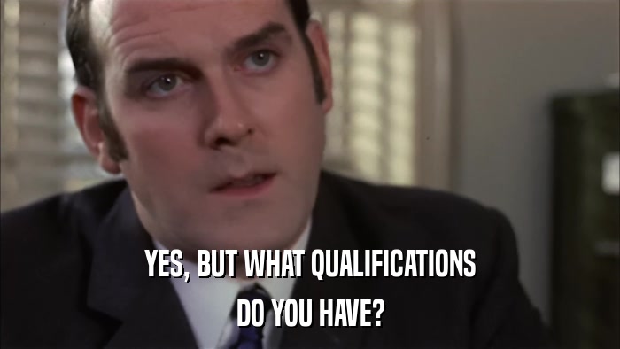 YES, BUT WHAT QUALIFICATIONS DO YOU HAVE? 