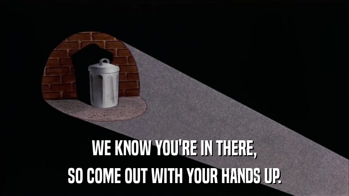 WE KNOW YOU'RE IN THERE, SO COME OUT WITH YOUR HANDS UP. 