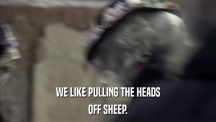 WE LIKE PULLING THE HEADS OFF SHEEP. 