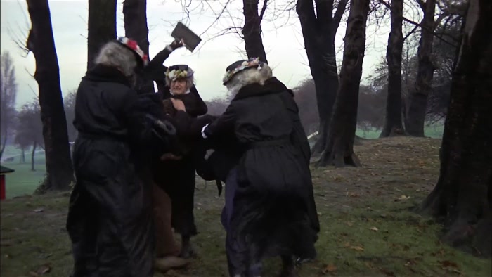 YES, GANGS OF OLD LADIES ATTACKING FIT, DEFENCELESS YOUNG MEN. 