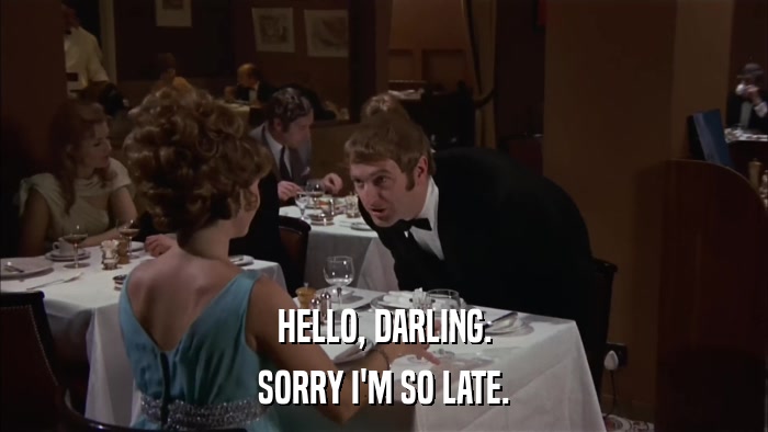 HELLO, DARLING. SORRY I'M SO LATE. 