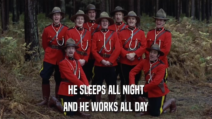 HE SLEEPS ALL NIGHT AND HE WORKS ALL DAY 