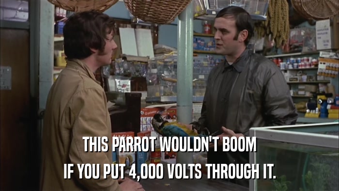 THIS PARROT WOULDN'T BOOM IF YOU PUT 4,000 VOLTS THROUGH IT. 