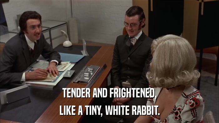 TENDER AND FRIGHTENED, LIKE A TINY, WHITE RABBIT. 