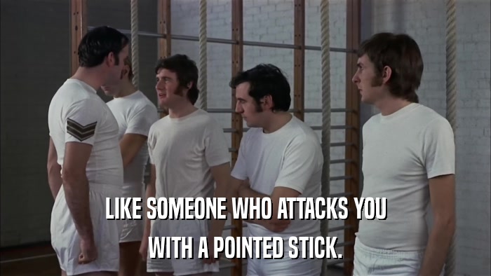 LIKE SOMEONE WHO ATTACKS YOU WITH A POINTED STICK. 