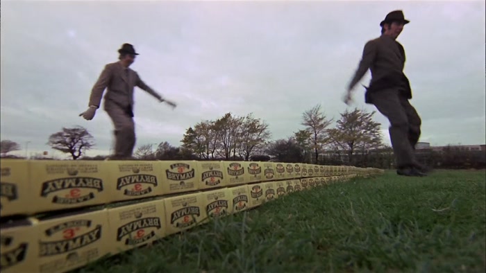 TWO LAYERS OF MATCHBOXES FOR THE TWITS TO CLEAR. NIGEL AND SIMON ARE OVER! 