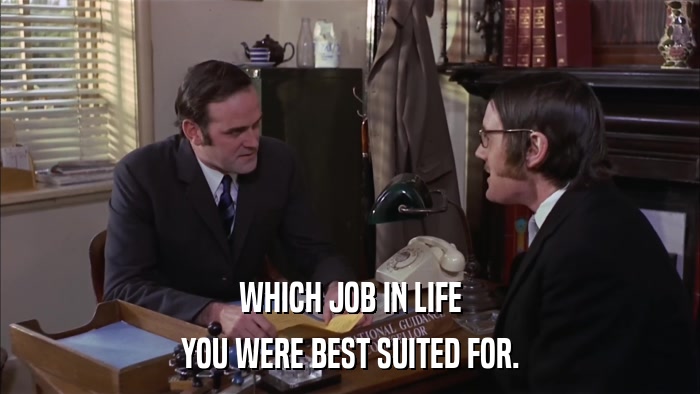 WHICH JOB IN LIFE YOU WERE BEST SUITED FOR. 
