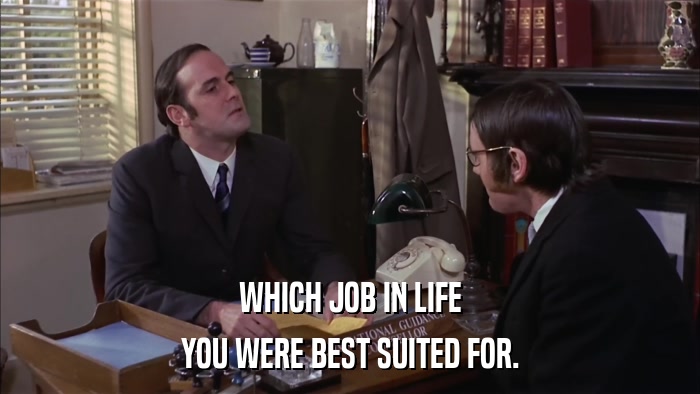 WHICH JOB IN LIFE YOU WERE BEST SUITED FOR. 