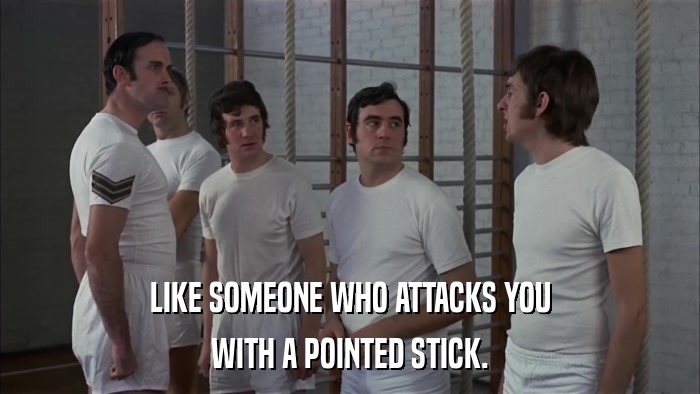 LIKE SOMEONE WHO ATTACKS YOU WITH A POINTED STICK. 