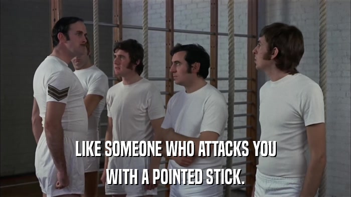 LIKE SOMEONE WHO ATTACKS YOU WITH A POINTED STICK. 