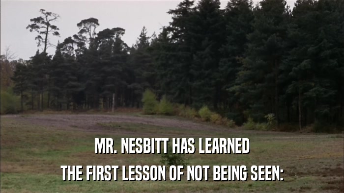 MR. NESBITT HAS LEARNED THE FIRST LESSON OF NOT BEING SEEN: 