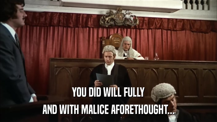 YOU DID WILL FULLY AND WITH MALICE AFORETHOUGHT... 