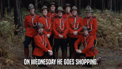 ON WEDNESDAY HE GOES SHOPPING.  