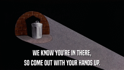 WE KNOW YOU'RE IN THERE, SO COME OUT WITH YOUR HANDS UP. 