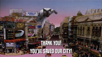 THANK YOU! YOU'VE SAVED OUR CITY! 