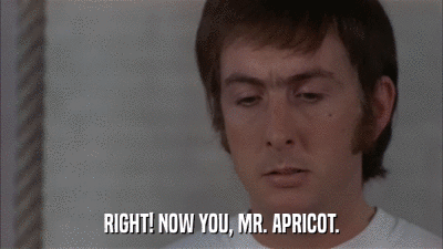RIGHT! NOW YOU, MR. APRICOT.  