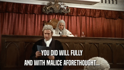 YOU DID WILL FULLY AND WITH MALICE AFORETHOUGHT... 