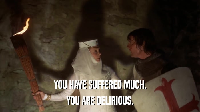 YOU HAVE SUFFERED MUCH. YOU ARE DELIRIOUS. 