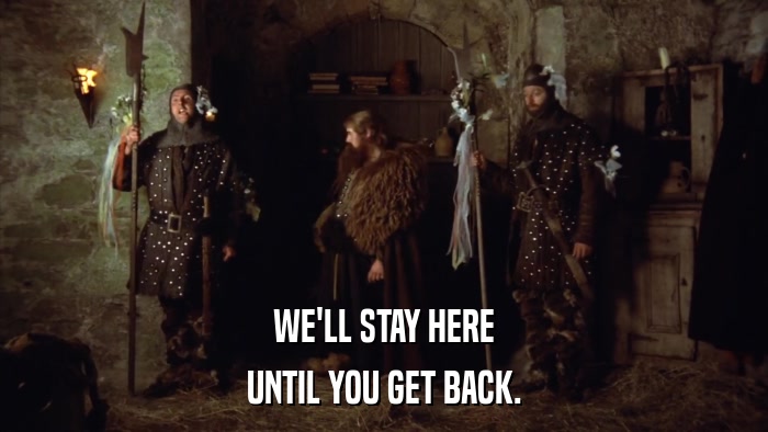 WE'LL STAY HERE UNTIL YOU GET BACK. 