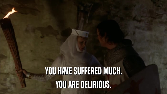 YOU HAVE SUFFERED MUCH. YOU ARE DELIRIOUS. 